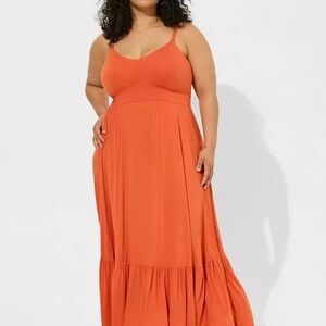 Torrid Orange Tiered Ruffle Sundress